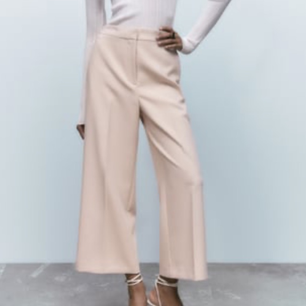 Zara Dusty Rose Wide Mid Leg Pant